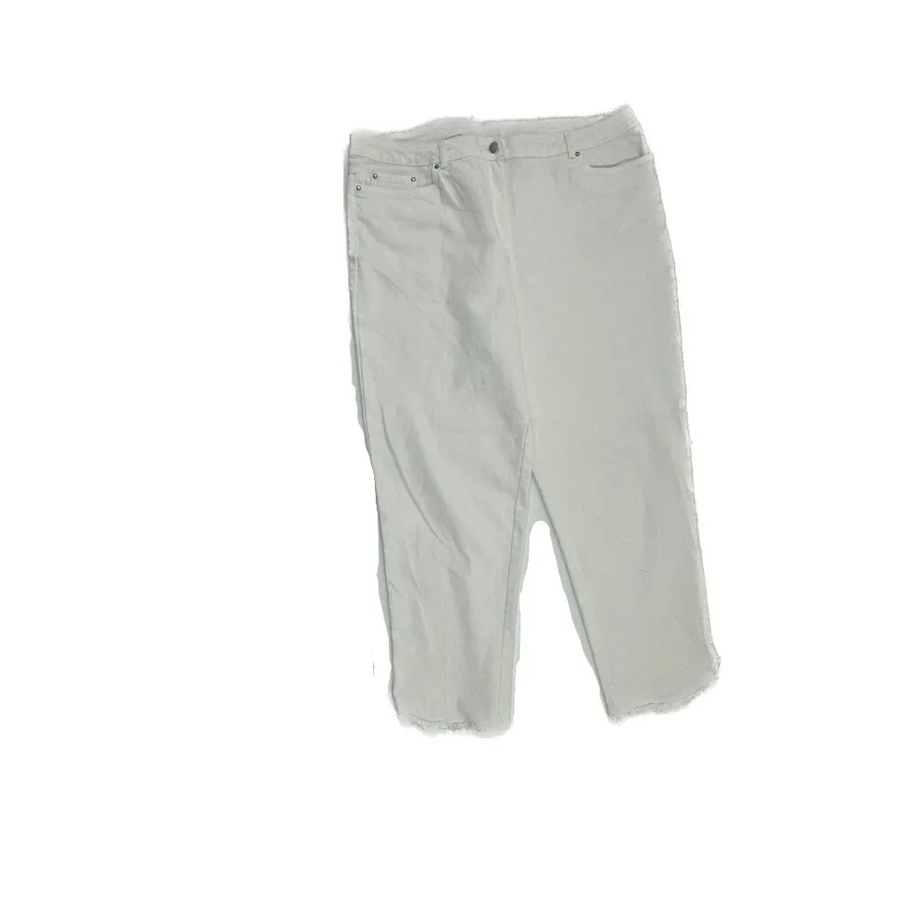 Ruby‎ Rd Raw Hem Crop Women's size 16 White Denim Jeans